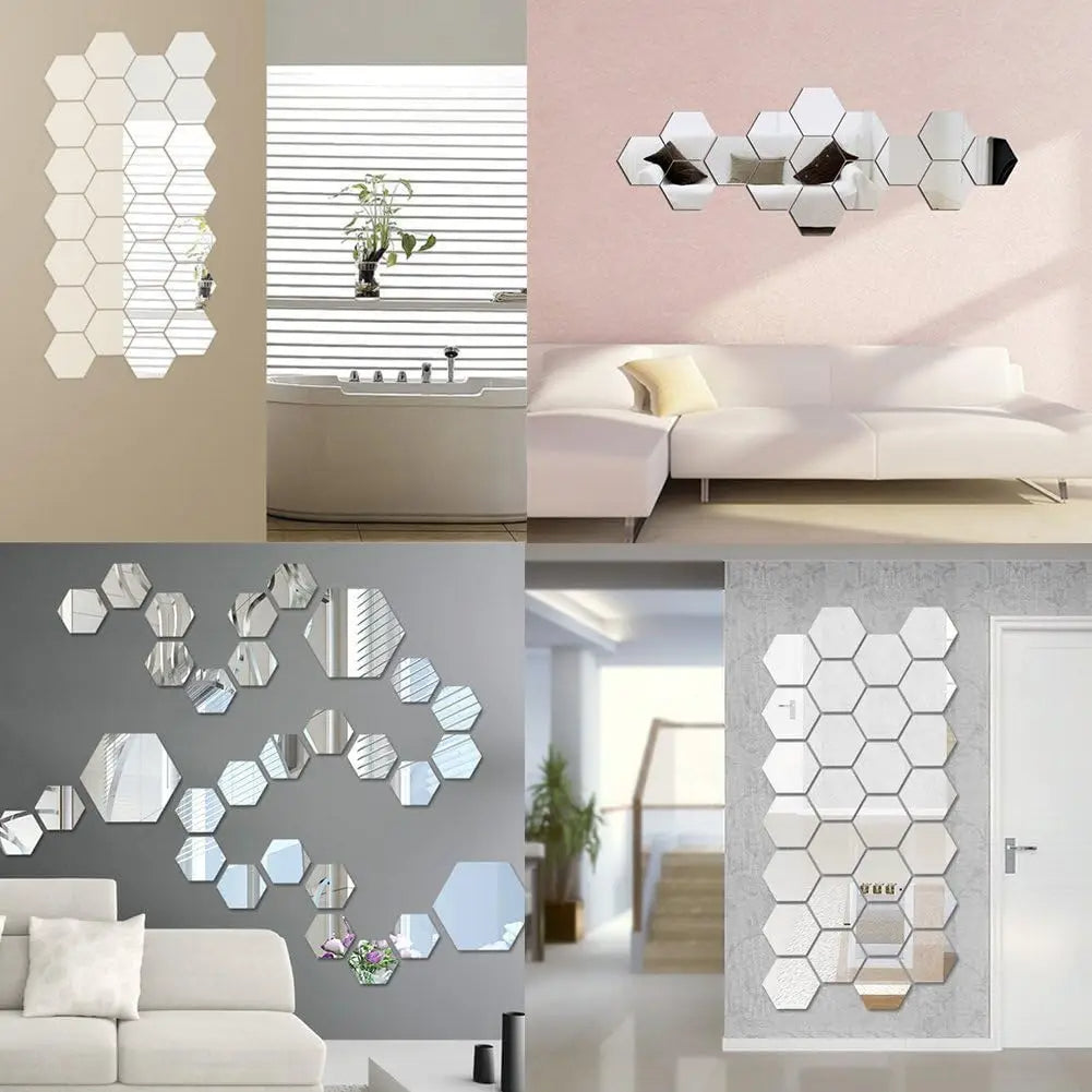 🪞Pack de 10 Espejos Hexagonales Decorativos - Decora de forma única tu hogar