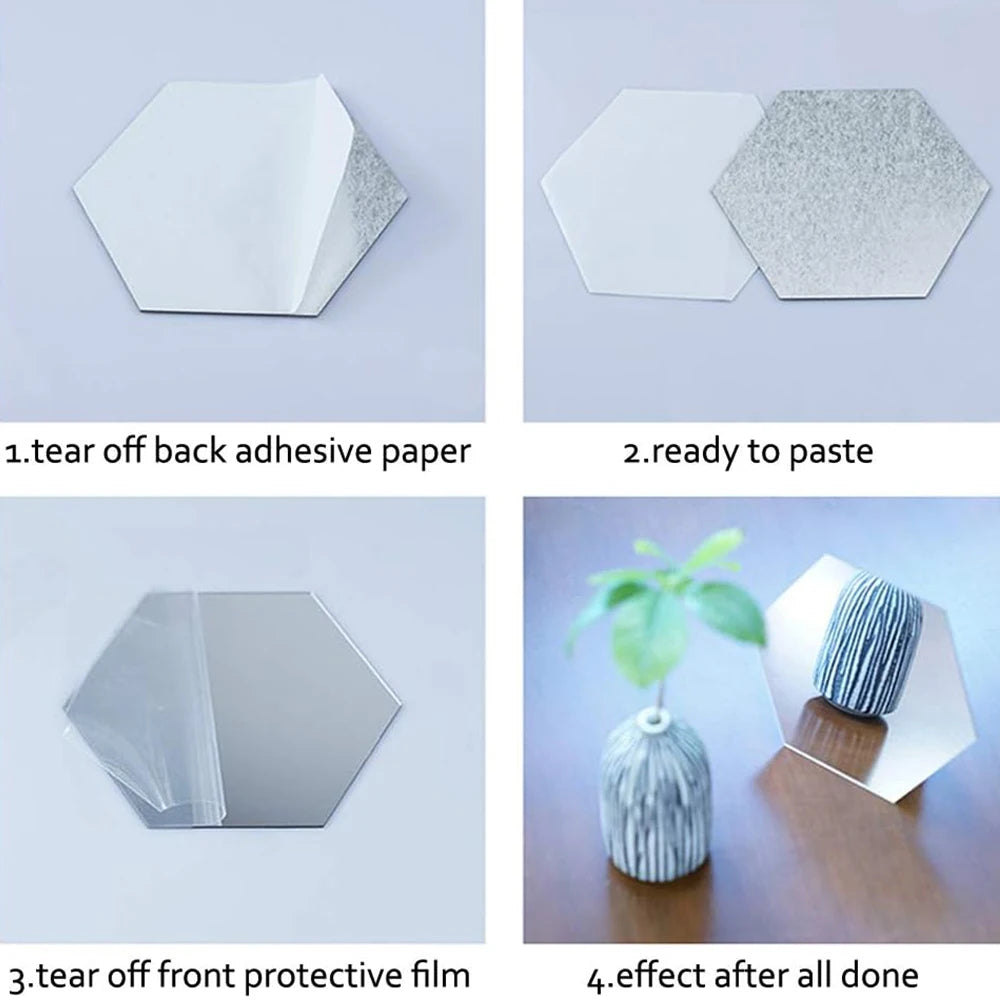 🪞Pack de 10 Espejos Hexagonales Decorativos - Decora de forma única tu hogar