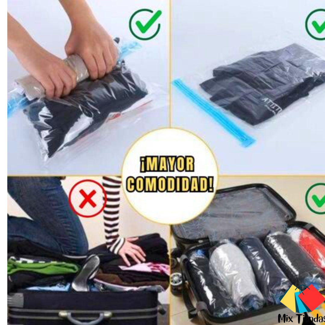 Pack de 5 Bolsas de Viaje🧳 + Regalo Bomba subcionadora de aire