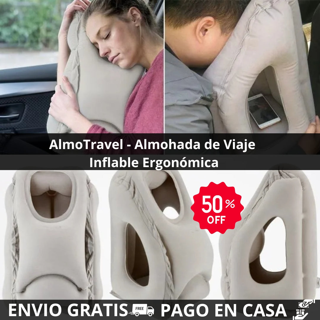 AlmoTravel | Almohada de Viaje Inflable Ergonómica