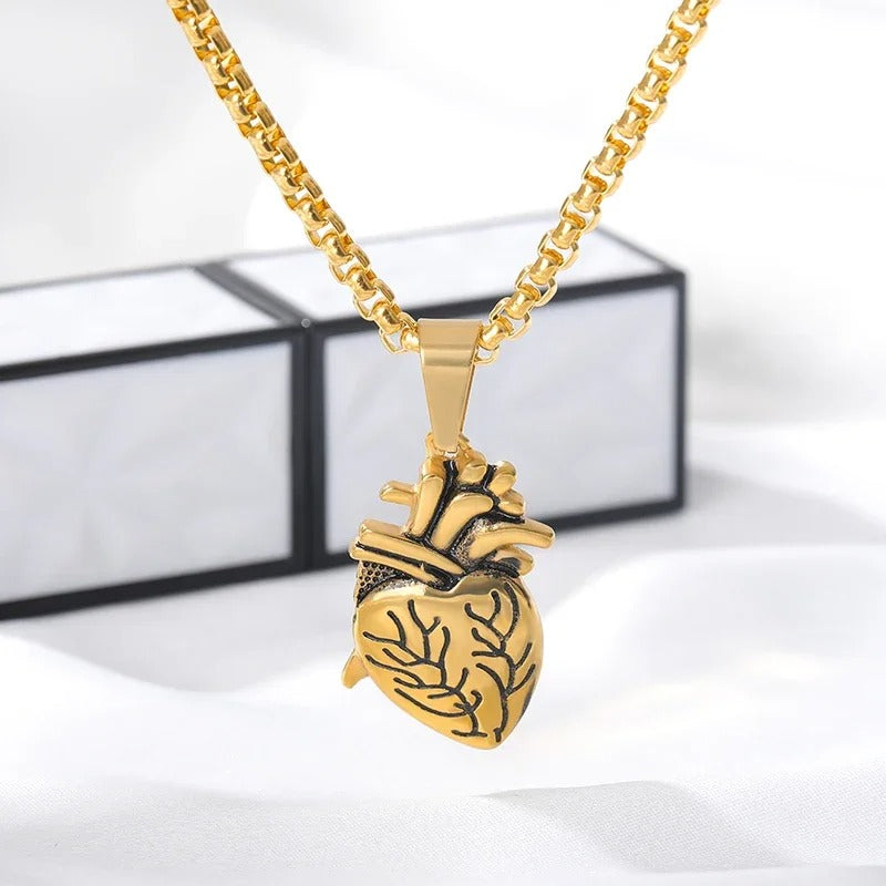 collar dúo corazon humano estilo oro 💛 oferta  limitada