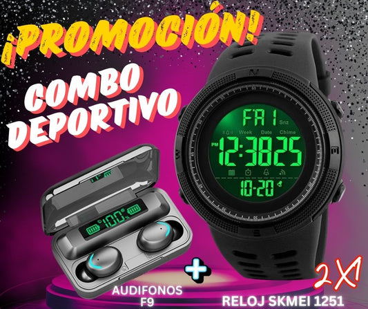COMBO NUEVO RELOJ  SPORTWACHT  Y AUDIFONOS DEPORTIVOS F9