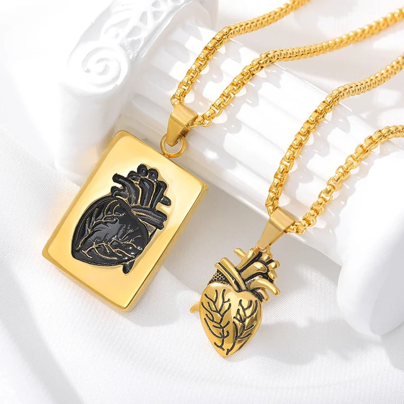 collar dúo corazon humano estilo oro 💛 oferta  limitada