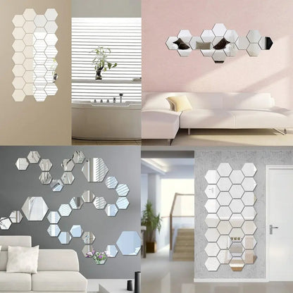 🪞Pack de 10 Espejos Hexagonales Decorativos - Decora de forma única tu hogar