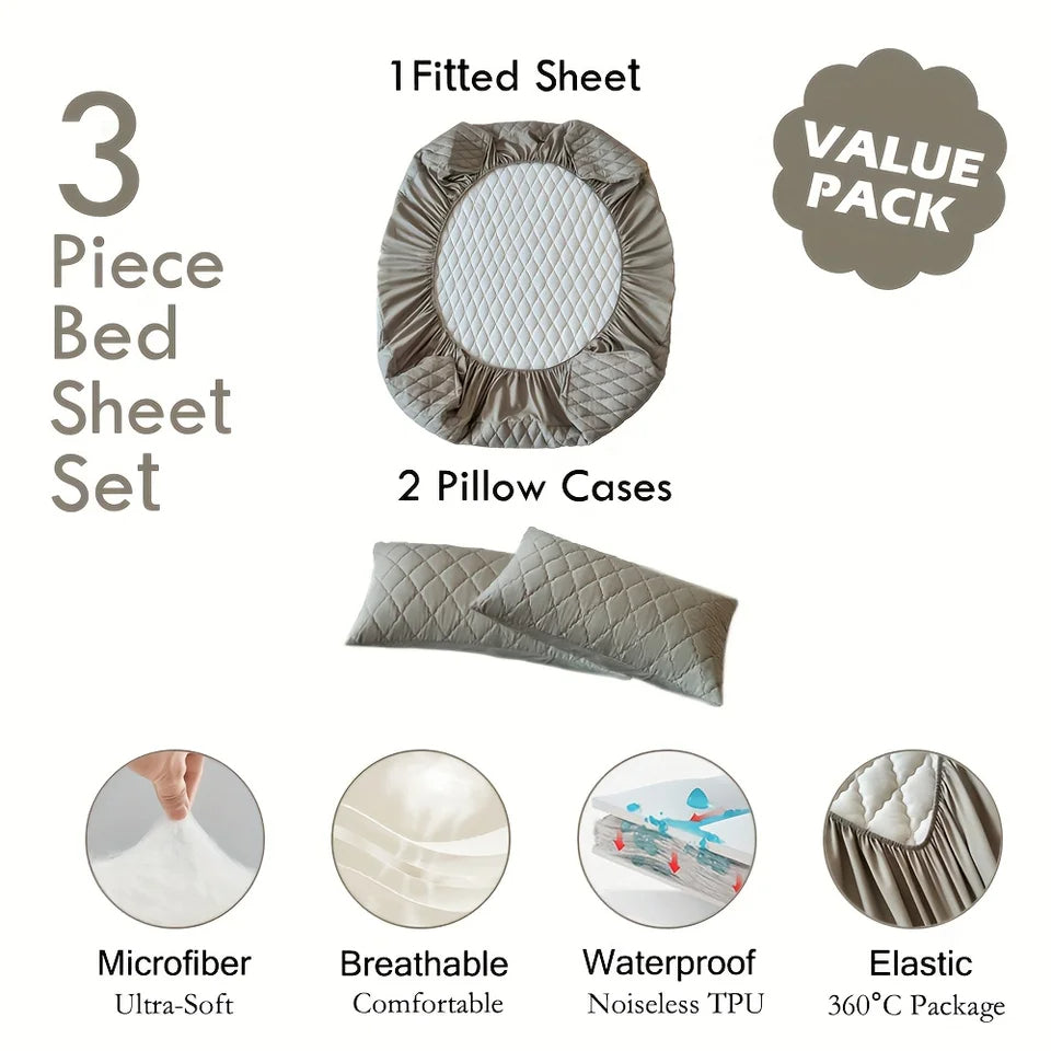 Forro Protector antifluidos para colchon  🛏️ y Lleva gratis🎁 2 Fundas protectoras de almohada