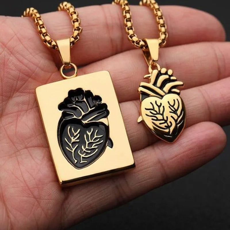 collar dúo corazon humano estilo oro 💛 oferta  limitada