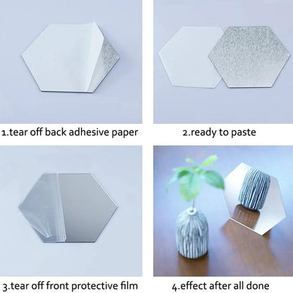 🪞Pack de 10 Espejos Hexagonales Decorativos - Decora de forma única tu hogar