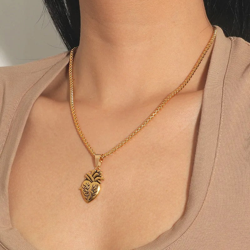 collar dúo corazon humano estilo oro 💛 oferta  limitada