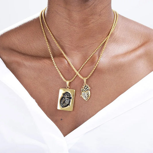collar dúo corazon humano estilo oro 💛 oferta  limitada