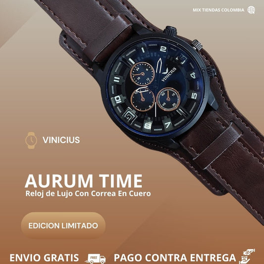Aurum Time - Reloj de Lujo  Con Correa En Cuero, Elegancia y Estilo para Cada Ocasión⏳