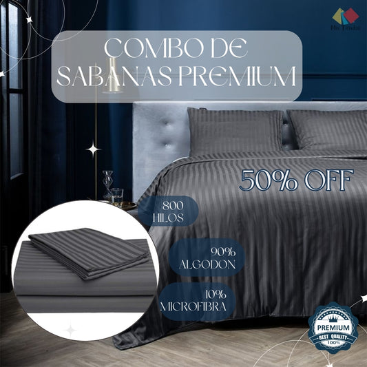 COMBO de Juego de Sábanas Polialgodón 800 hilos +2 Fundas de almohadas de regalo🎁